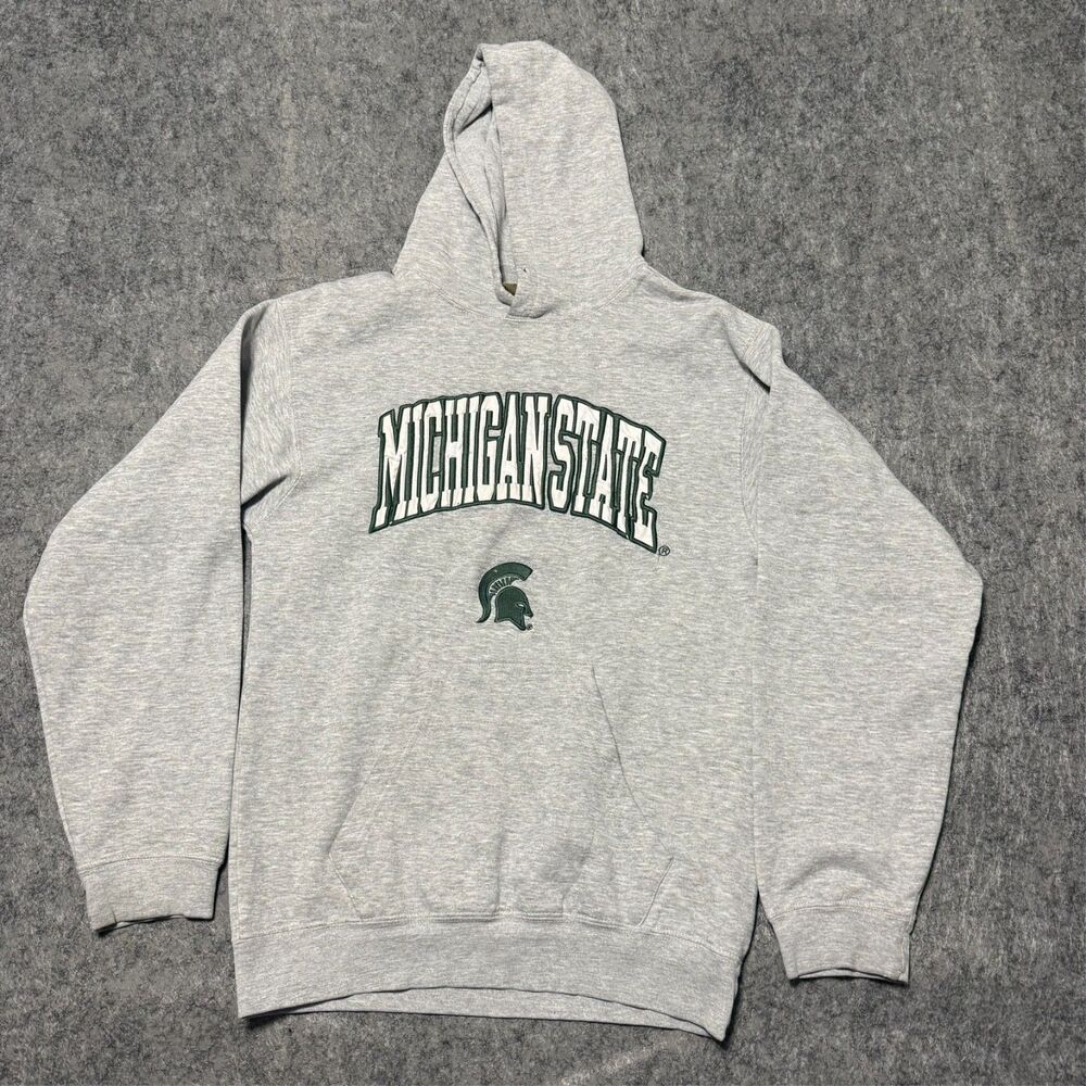 Vintage Reebok Heisman Collection Hoodie Size M Grey Michigan State Spartans